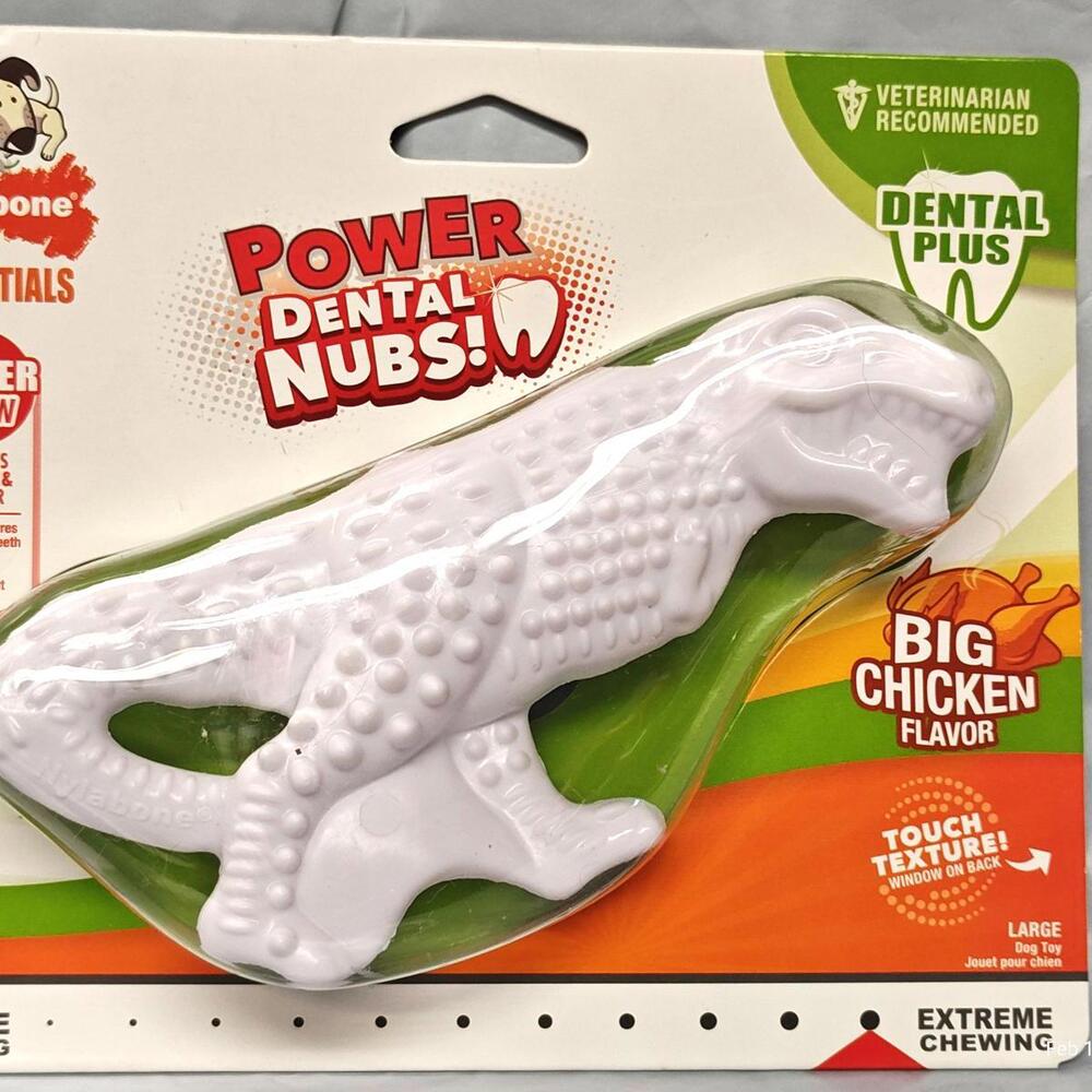 Nylabone Durable Dental Dinosaur Dog Chew Helps Fight Plaque & Tartar for Dogs